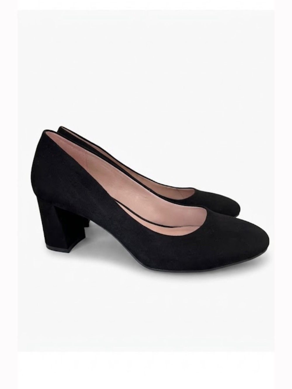 elly & Katie Genna Black Faux Suede Block Heel Pumps Size 10M